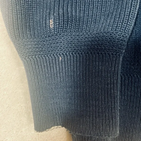 Vintage LL Bean 5 Button Henley Fisherman Sweater Blue Mens Large USA *Flaws - Picture 5 of 10